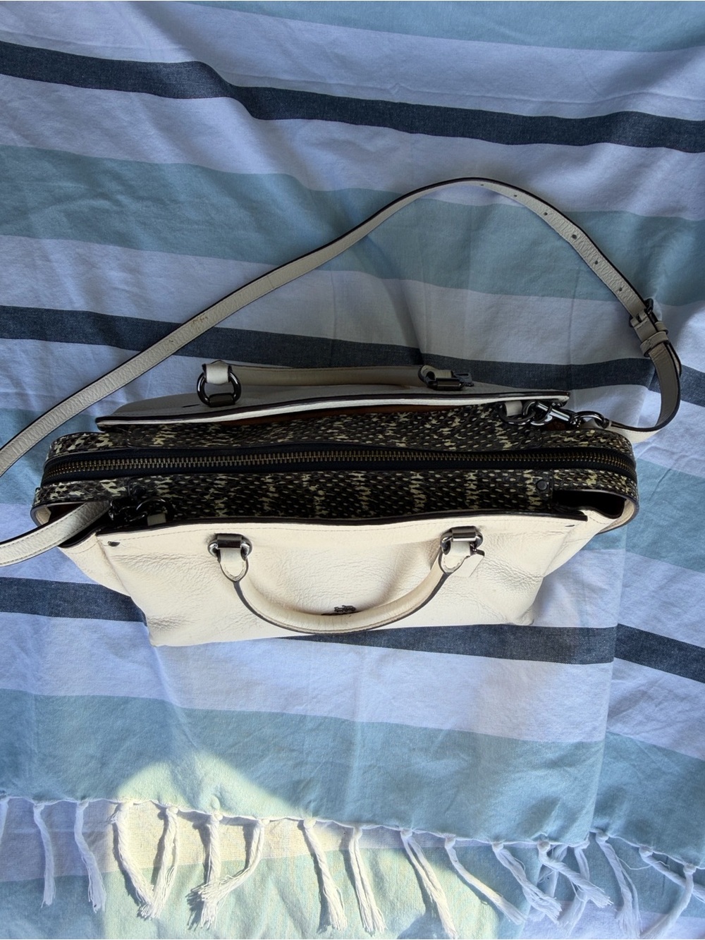 Coach Chalk Pebbled Leather Satchel with Removable Strap - Picture 9 of 17